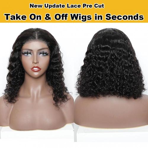 Glueless Deep Wave Bob Wig 4x4