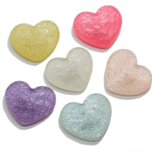 New Fashion Glitter Heart Cabochon Resin Love Heart for Jewelry Making Earring Accessory