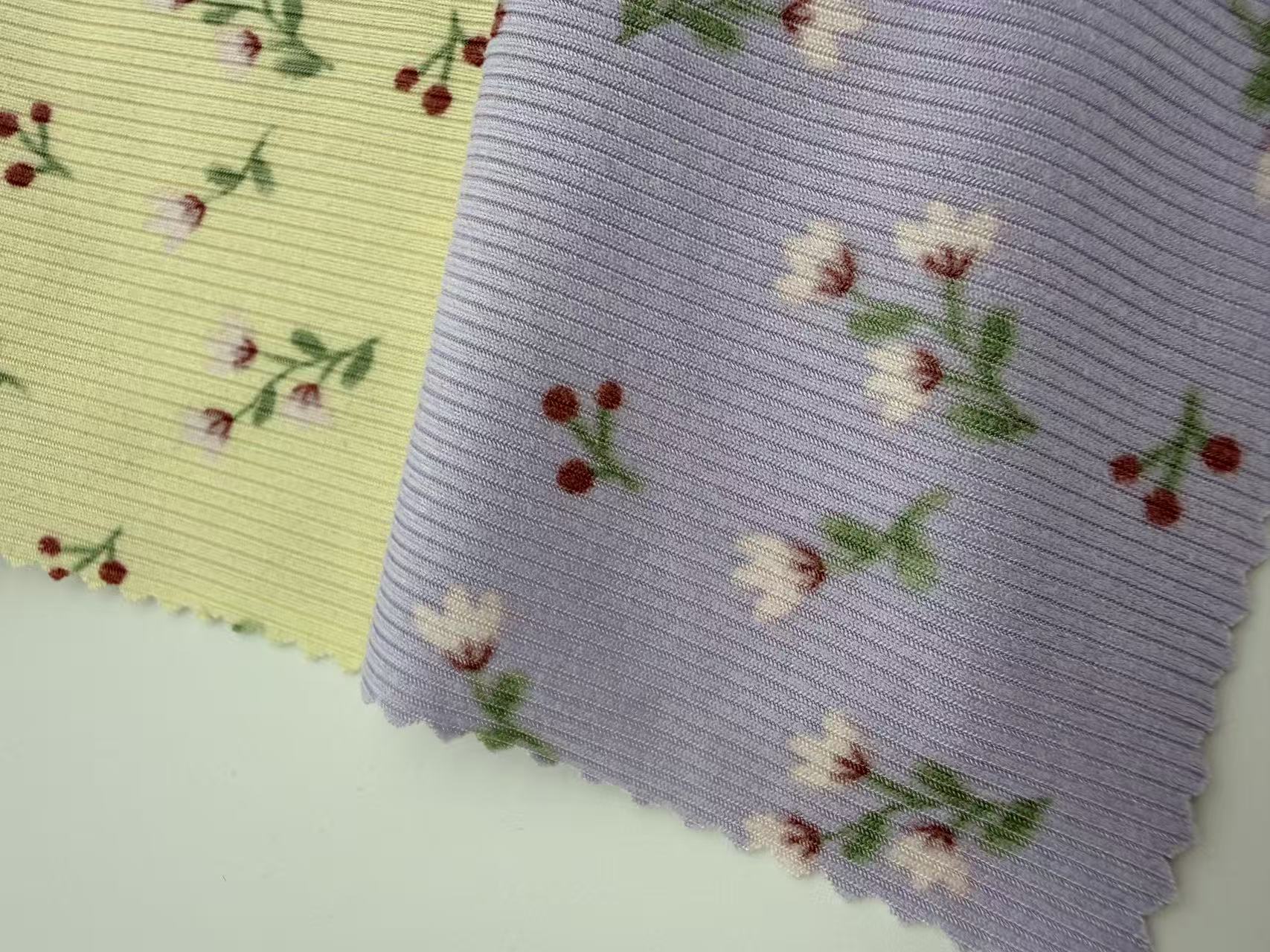 Double Sided Brushed Floral Rib Fabric