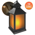 LED lantern with flickering flame optics, flexible hanging