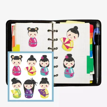 Shiny Gem Decorative Stickers: A Cute Japanese Style Doll Series for Children and Adults