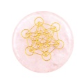 Clear Crystal 25MM Circular Disc Mat Handmade Craved Pattern-Metatron's Cube For Home Decor