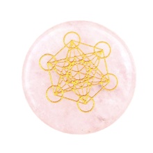 Clear Crystal 25MM Circular Disc Mat Handmade Craved Pattern-Metatron's Cube For Home Decor