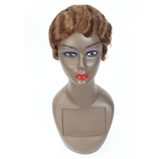 Classical Finger Wave Wig Machine Made Short Pixie Wigs, 30# Peruvian Human Hair Short Wig
