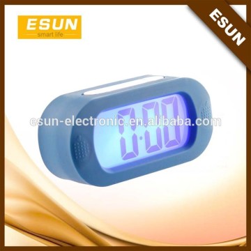 ESUN LCD Large Simple operation silicon Digital Desk Snooze Alarm Clock for the old / Home deco/ Promotional gift