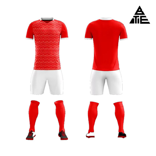 Conjunto de traje de fútbol rojo para entrenamiento deportivo de adultos.