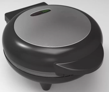 Red Round Waffle Maker with Stainless Steel Surface and Indicator Light