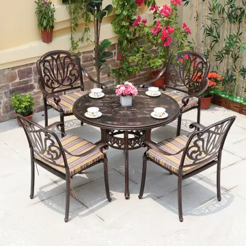 Uplion Cast Aluminum Garden Table and Chair Sets for Villas and Terraces