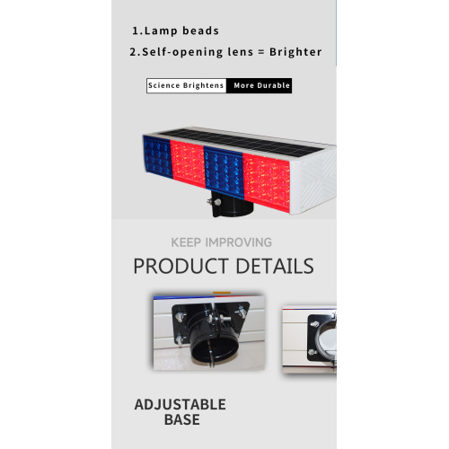 LED Red Blue Strobe Solar Flashing warning light