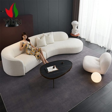 Nordic Curved Fabric Sofa: Minimalist Luxury with Lamb Wool Berber Fleece