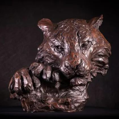 designer home decor metal craft bronze tiger head sculpture