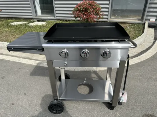 28 Inch 3 Burner Outdoor Flat Top Gas Griddle with Side Shelf