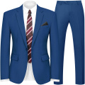 WYWK 2 Piece Men's Suit Wedding Party-Royal Blue-XXS