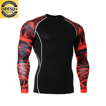 Custom Long Sleeve Rash Guard with Logo: Sublimated Sun Protection & Compression Shirt