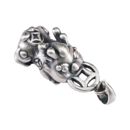 3D Hard Silver 925 Foot Silver Fortune Pixiu Bracelet Bead