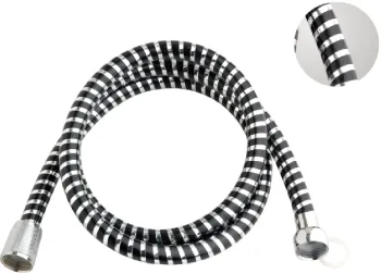 Shower Flexible Black Silver Hose in Bathroom