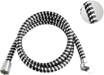 Shower Flexible Black Silver Hose in Bathroom