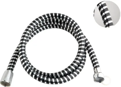 Shower Flexible Black Silver Hose in Bathroom