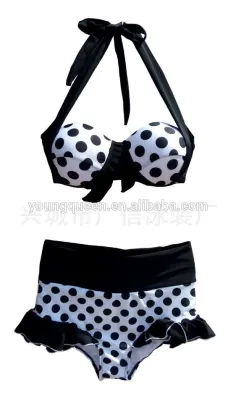 AZ54 retro Swimsuit belly waist bandage hanging neck waist swimsuit Daquan Bikini wave point