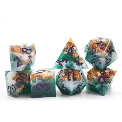 Polyhedral Resin Gilding D&D Dice Set - Dungeons and Dragons RPG Games Dragon Resin Dice