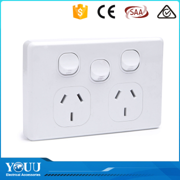 China Products SAA Approval Double Powerpoints With Electrical Extra Switch For Home