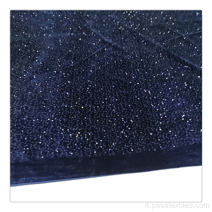NAVY BLUE SEQUIN 3MM VELVET SPANDEX DHL Fast Consegna in tessuto vestito