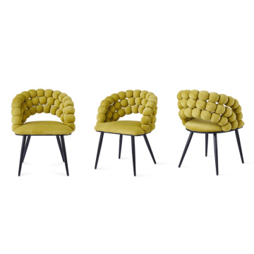 Sillón puf de terciopelo hecho a mano con respaldo de bola exclusivo