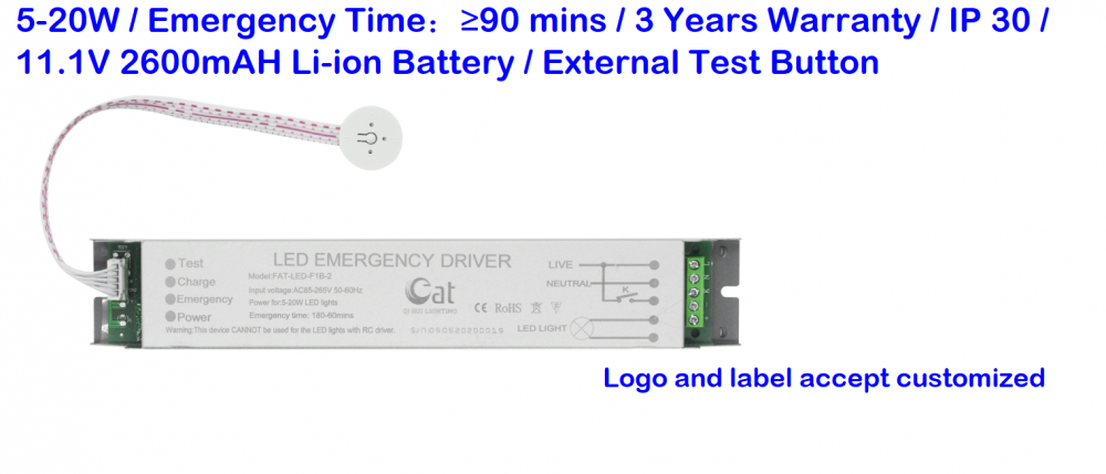 Fuente de alimentación de emergencia Kit de emergencia LED de 5-20 W