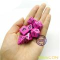 Bescon Fresh New Solid Metal Dice Set Deep Pink,Metal RPG Miniature Polyhedral dice set of 7 for role Playing Games