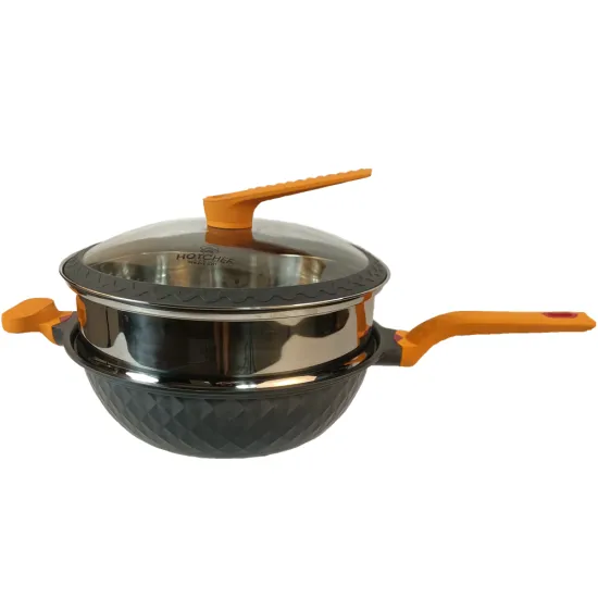 Hot Selling Aluminum Pressure Pot with Non-Stick Wok and Steamer