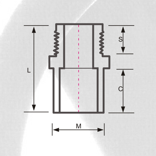 ASTM SCH80 UPVC Adaptor Pria Warna Abu-abu Tua