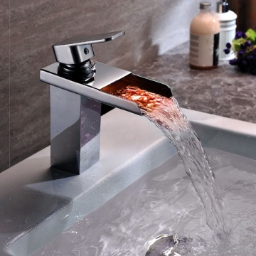 RGB Color-Changing LED Light Faucet for Bathroom Sink with Temperature Indicator