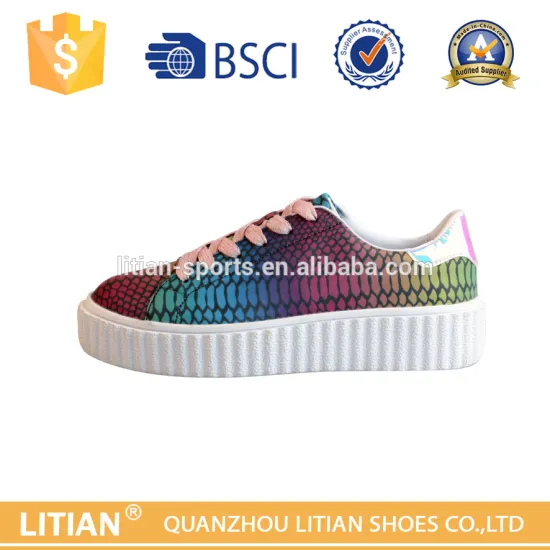 2016 popular design flat lady pu casual shoes