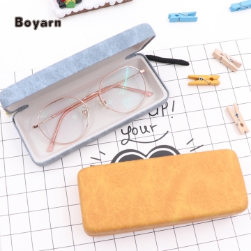 Taşınabilir Boyarn Gözlük PU Deri Demir Kutu - Basit Moda Güneş Gözlüğü Kılıfı