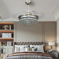 Retractable blades crystal ceiling fan with speaker