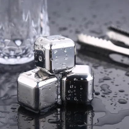 Stainless Steel Whiskey Ice Cubes - 304 Stainless Steel Reusable Ice Cubes for Chilling Drinks