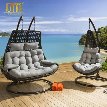Steel Rattan Swing Egg Chair & Double Hanging Chair for Outdoor Garden
