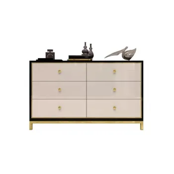 Luxury Modern High Gloss Golden 6 Drawer Chest