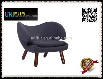 Solid fabric lounge chair with cushion for library/hotel