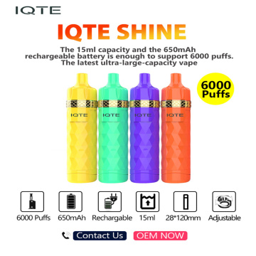 Qite Shine 6000 퍼프 일회용 장치 핫 판매