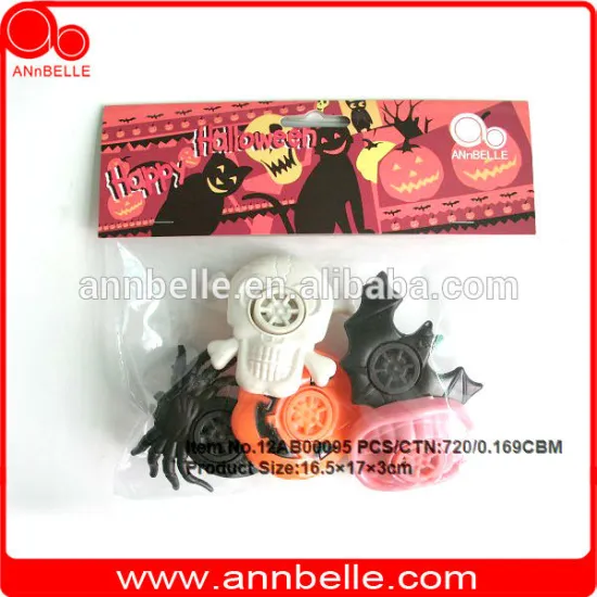 ANnBELLE 5 designs 5pcs Halloween decoration whistle with wheel