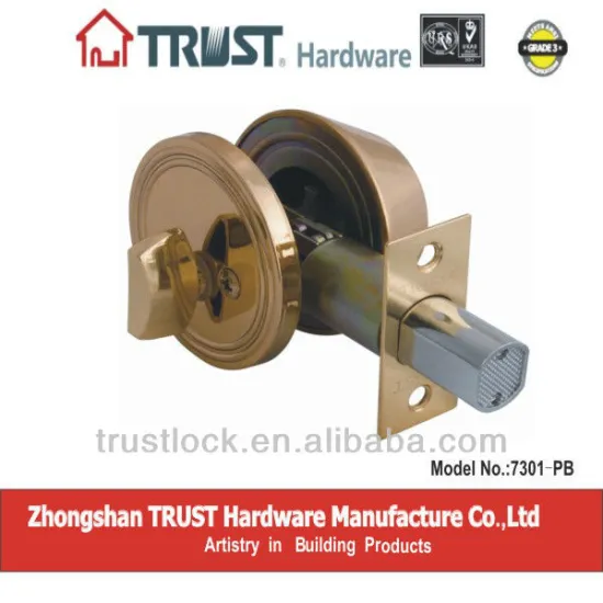 7301PB:TRUST ANSI Grade 3 Single Deadbolt Lock with brass cylinder