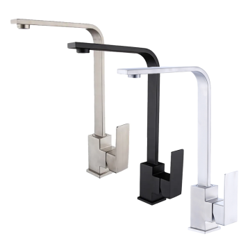 Factory SUS304 Stainless Steel One Hole Deck Mount Chrome Black Kitchen Faucet