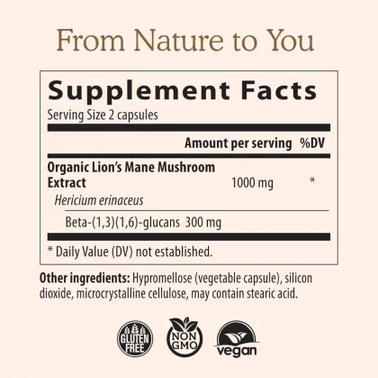 Organic Lion`s Mane Mushroom Capsules