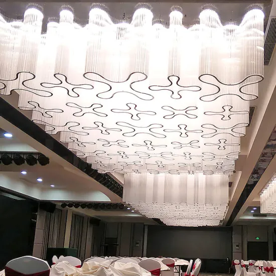 Custom Large Banquet Lobby Clear Crystal Led Chandelier