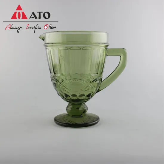 ATO green glass mug beer cup with handle