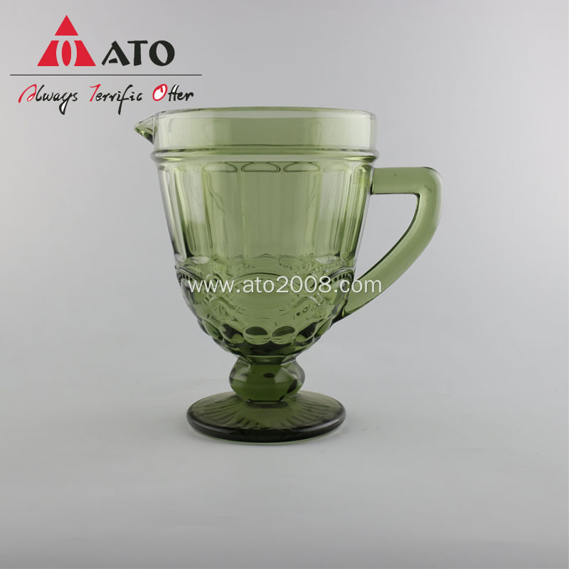ATO green glass mug beer cup with handle
