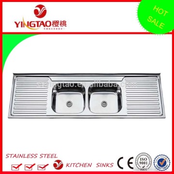 large size double bowl double drainer stainless steel sink,China sink manufacturer
