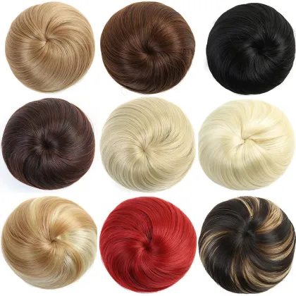 Curly Scrunchie Chignon Hair Bun Synthetic Hair Ring Wrap On  Synthetic Combs in  Messy Hair Bun Ponytails Chignon Hairpiece