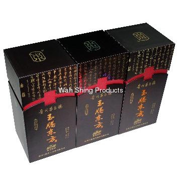 Glossy lamination embossed paperboard wine box